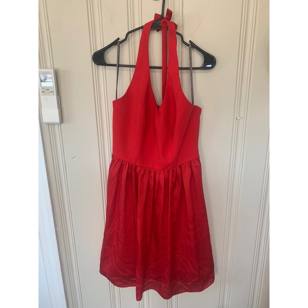 White by Vera Wang Red Halter Neck Cocktail Dress Bow Back Size 6 VW360104‎